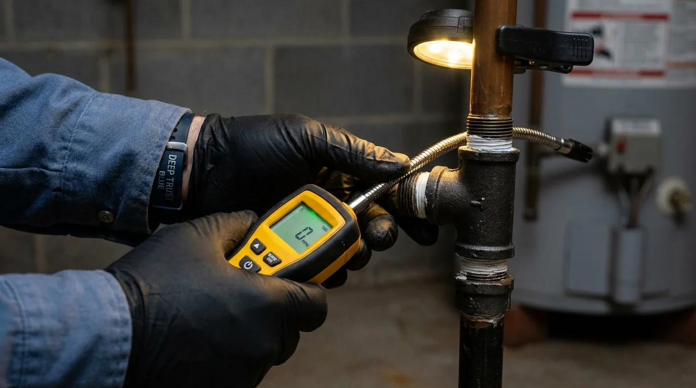 Gas leak detection with electronic sniffer by Johns Plumbing LLC in Defiance