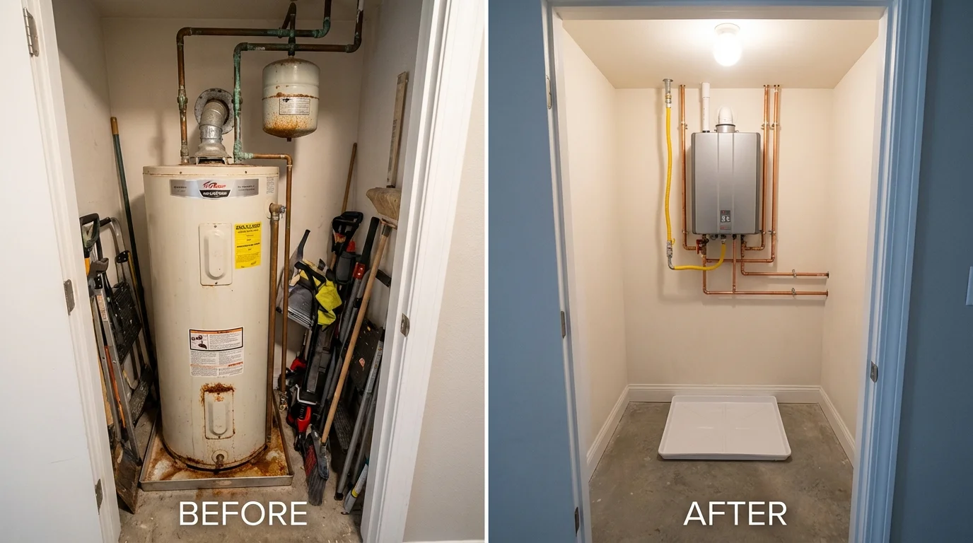 Tank water heater versus wall-mounted tankless unit comparison for Defiance, OH homeowners