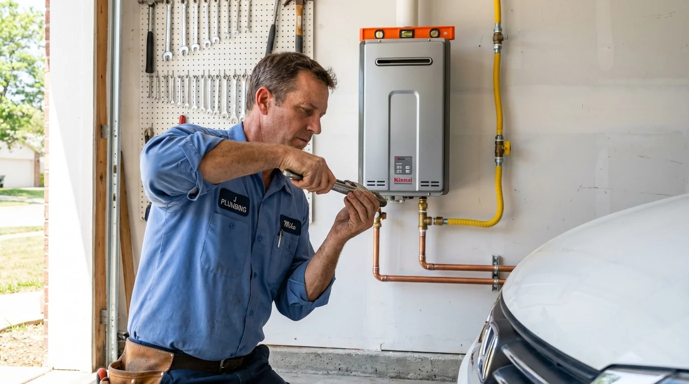 Tankless water heater installation by a Johns Plumbing LLC plumber in Defiance